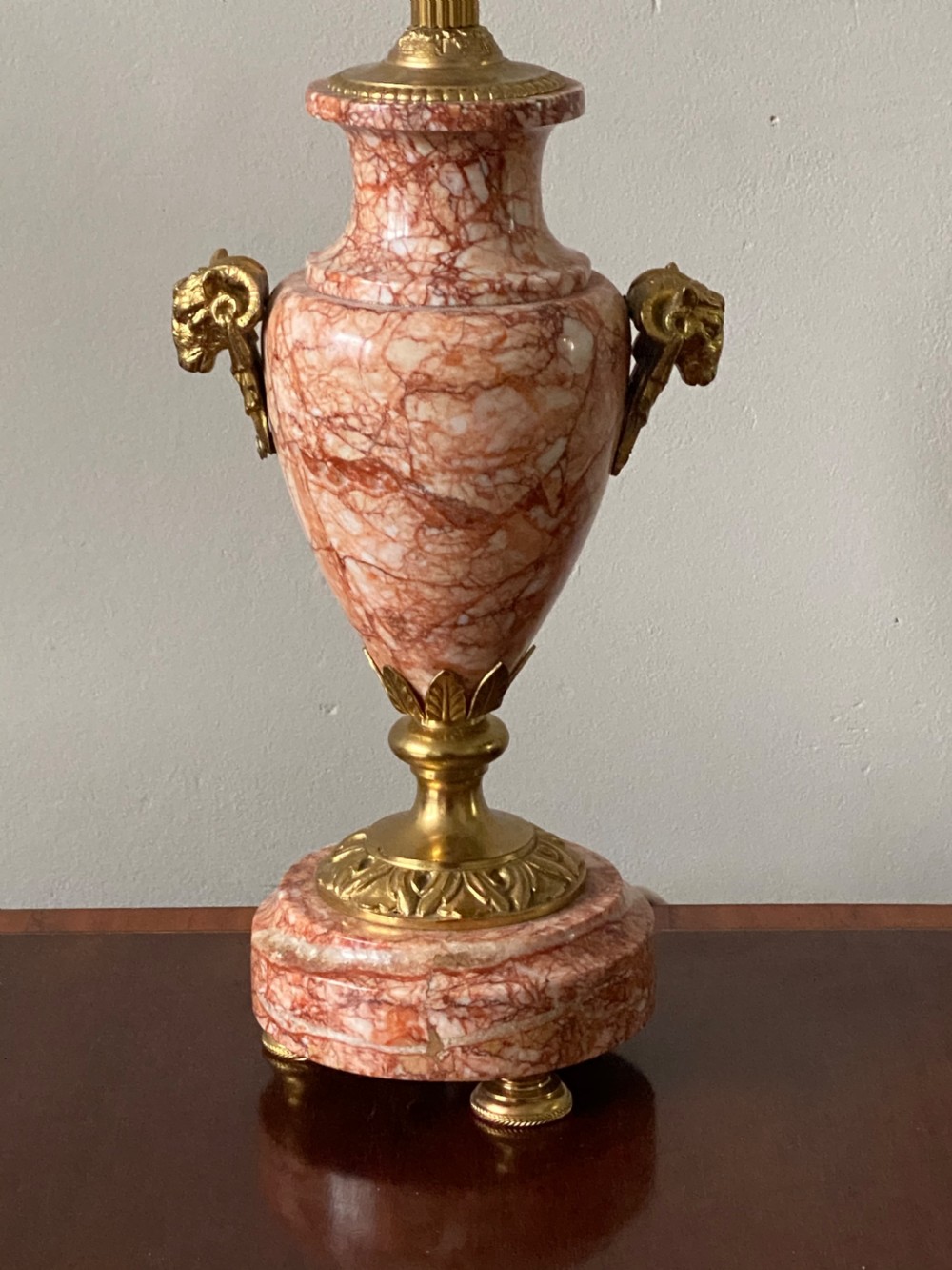 Early C20th ormolu mounted marble shaped lamp  View III