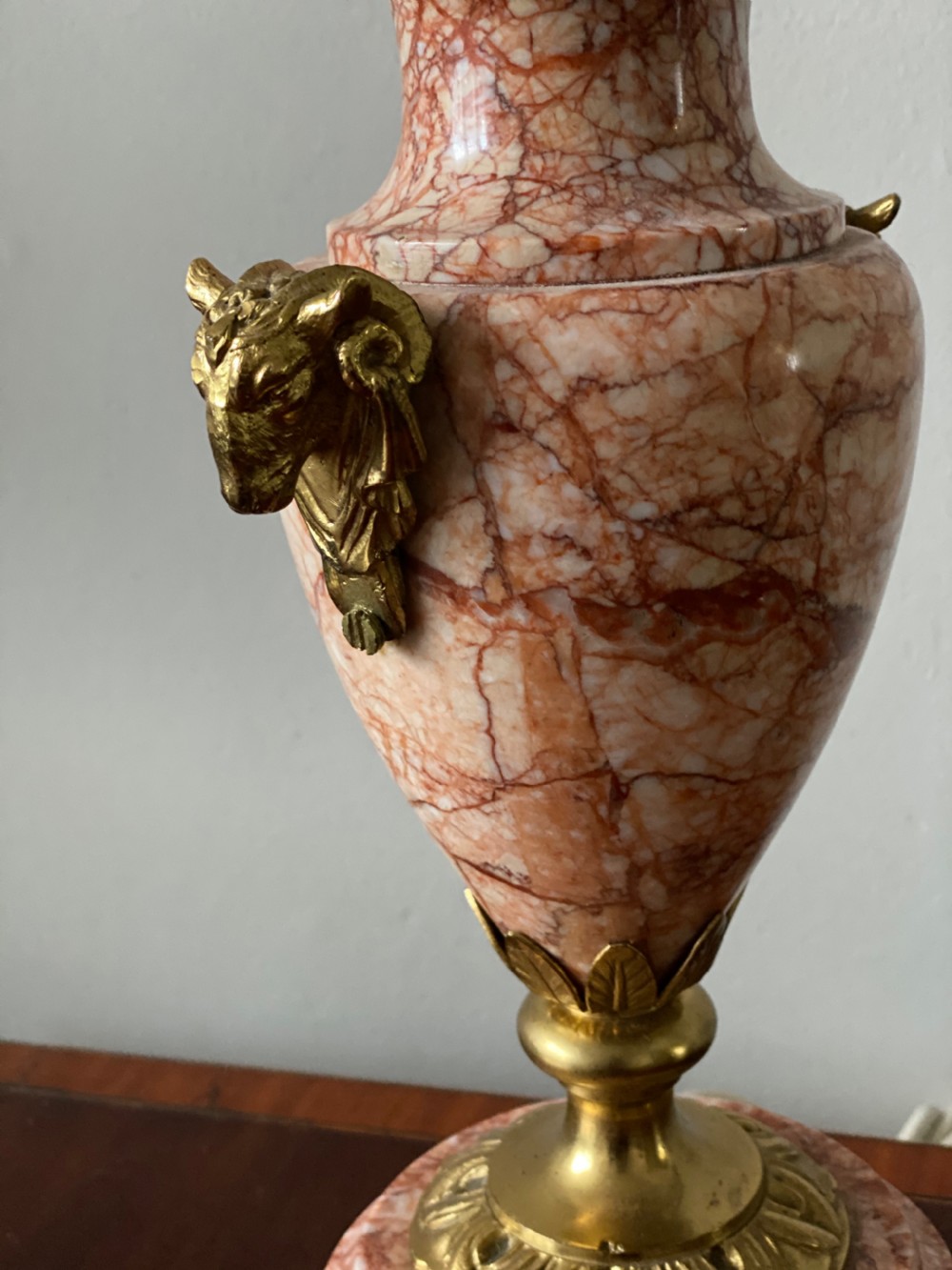 Early C20th ormolu mounted marble shaped lamp  View V