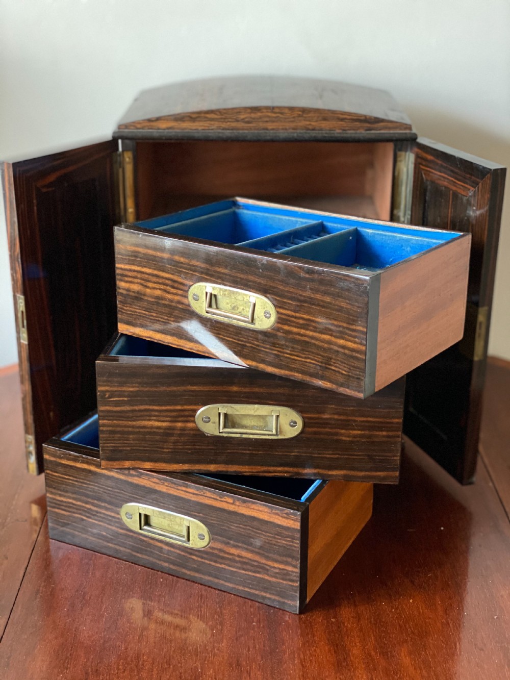 C19th coromandel jewellery casket table cabinet  View IX