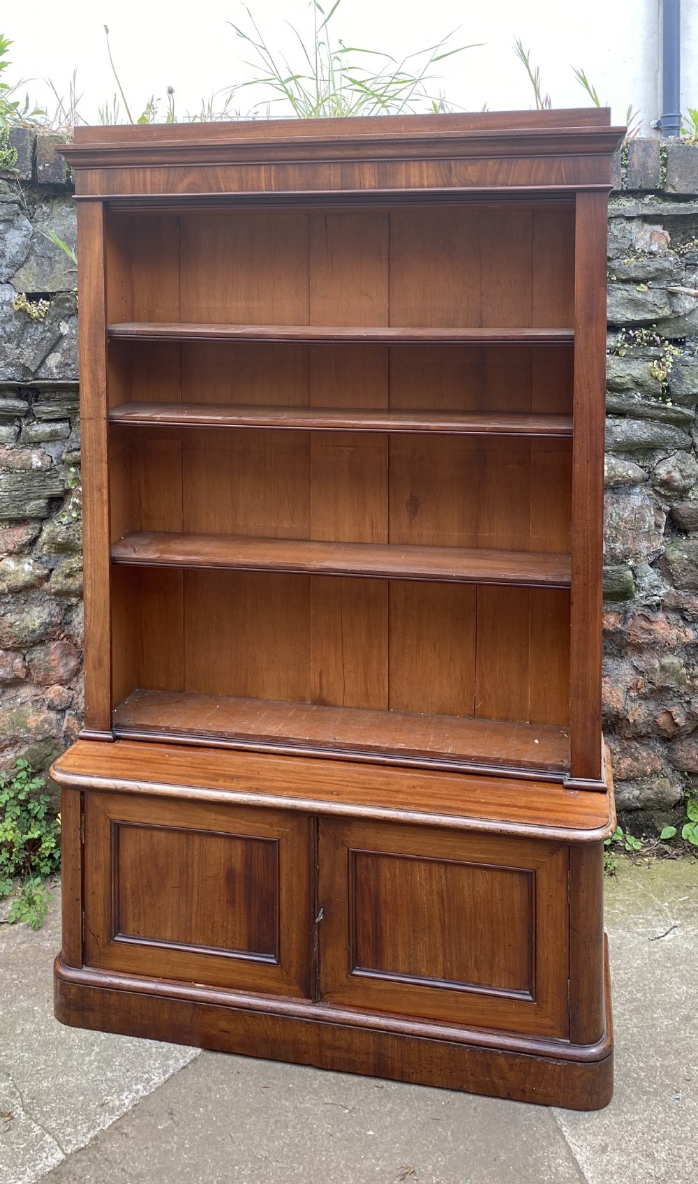 C19th Small mahogany bookcase on dwarf base 