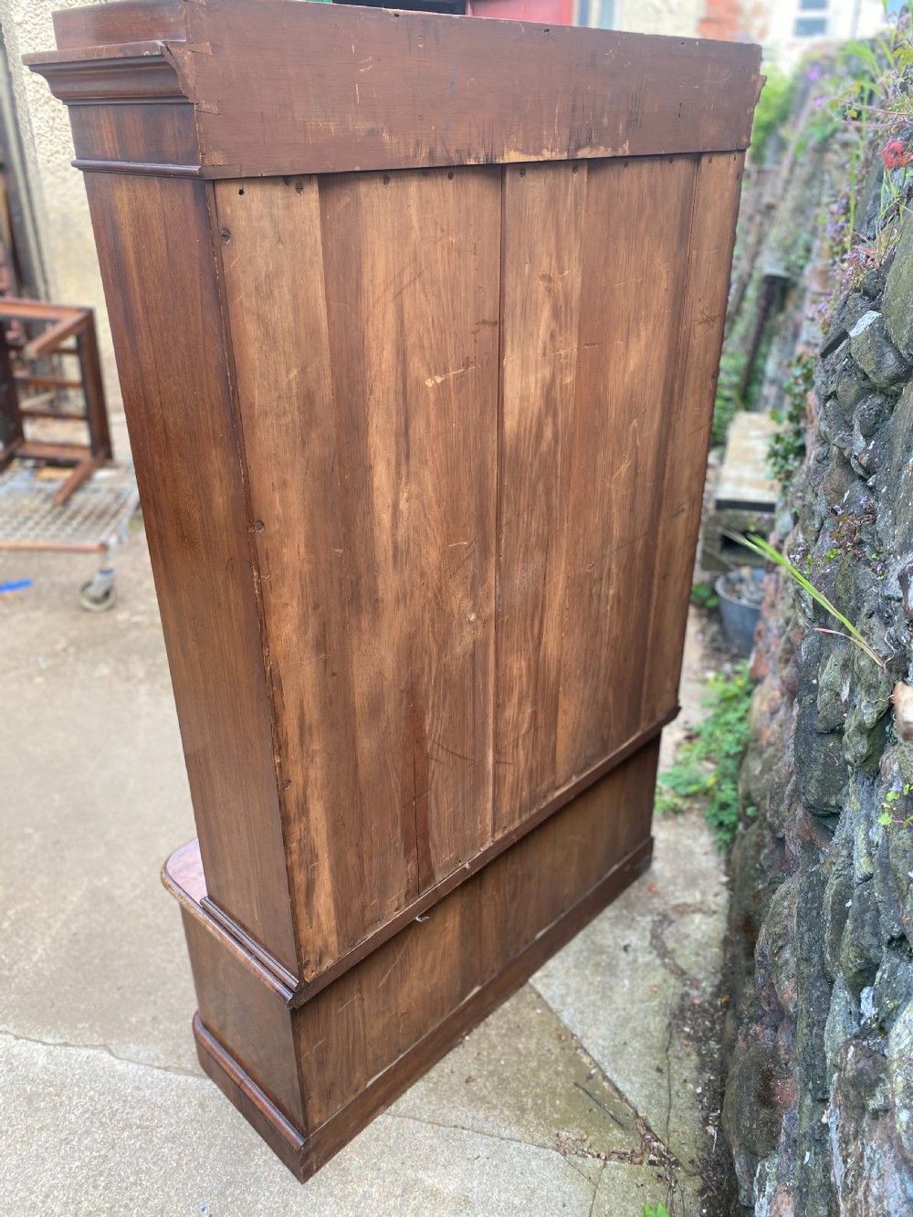 C19th Small mahogany bookcase on dwarf base  View V