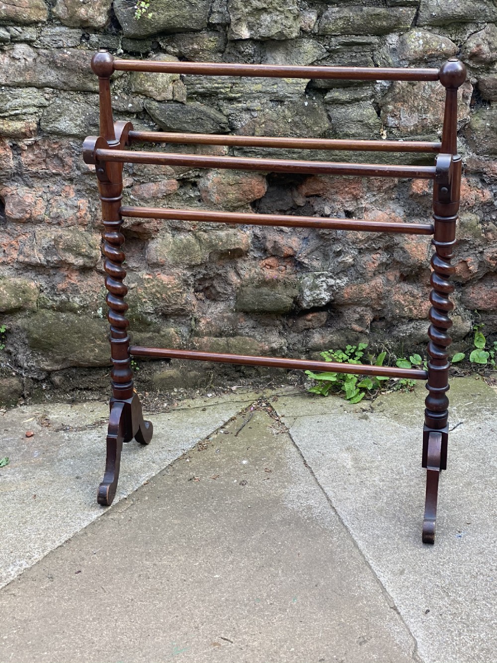 C19th mahogany barley twist towel rail 