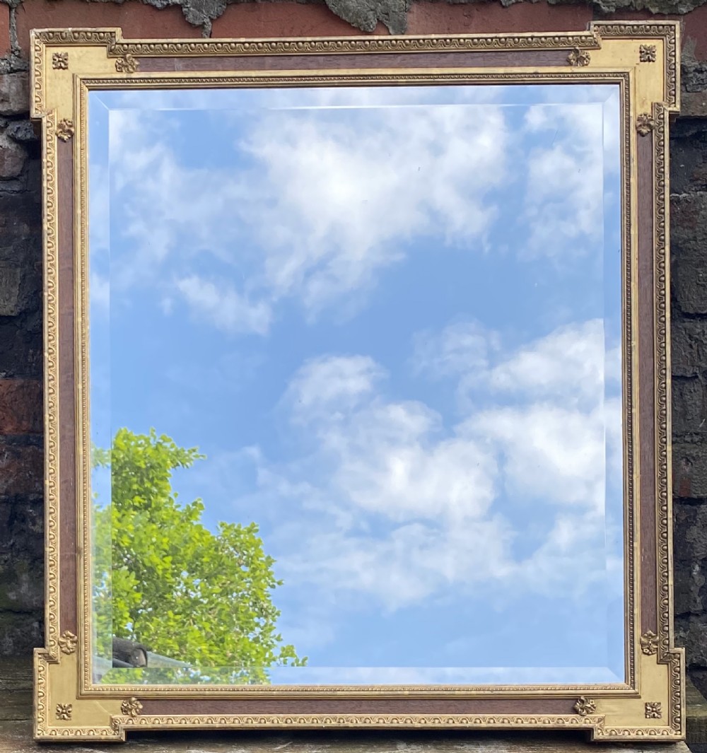 C19th mirror frame with bevelled mirror glass