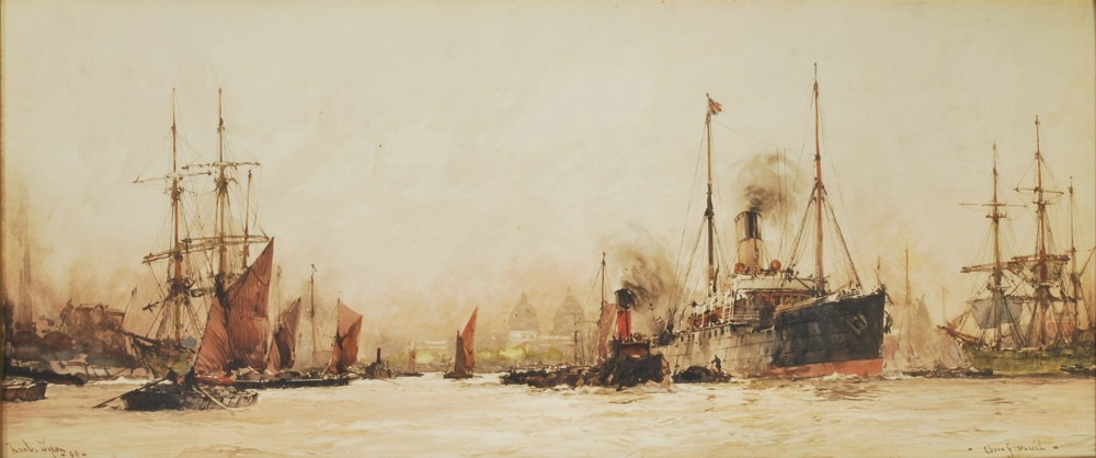 Print ‘Above Greenwich ‘ Charles Edward Dixon ( 1872-1934 ) 