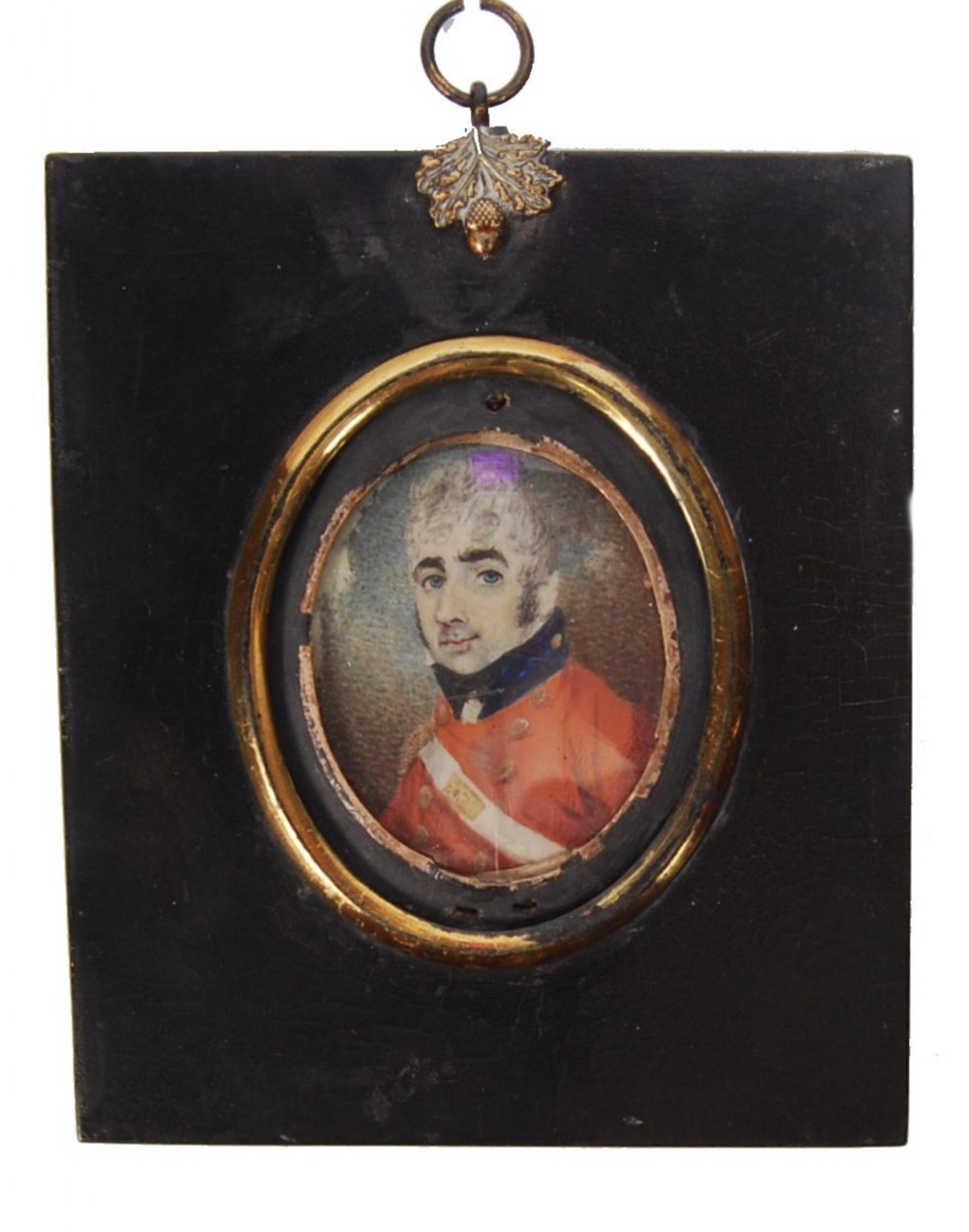 C19th portrait miniature of a junior officer of the 8th kings regiment of foot
