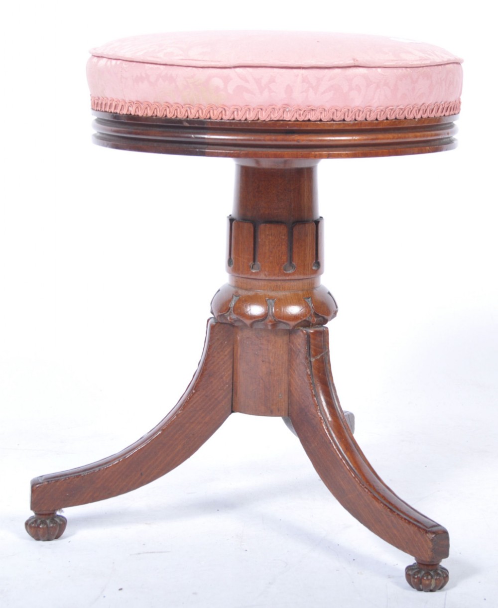C19th mahogany piano stool