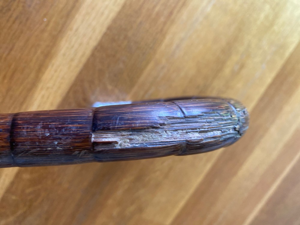 Silver collared and tipped palm wood walking stick View III