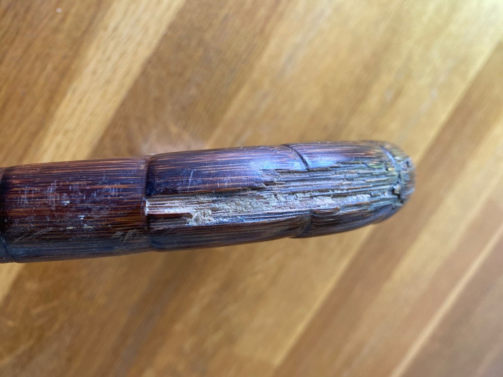 Silver collared and tipped palm wood walking stick View V