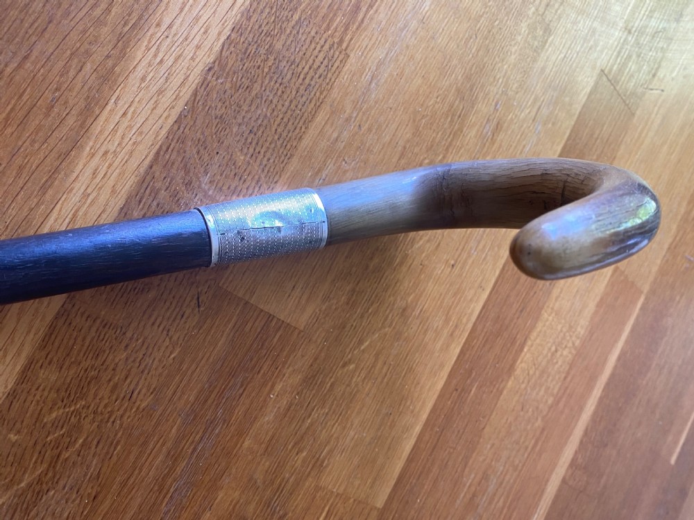Horn handled hallmarked silver collared walking stick  View VII