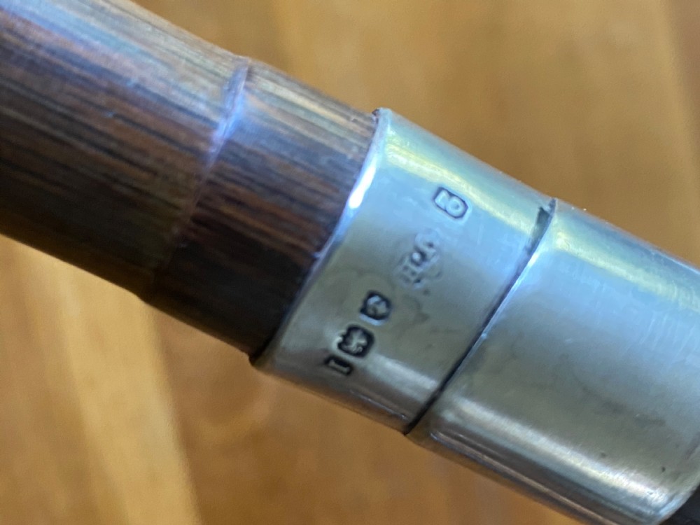 Silver topped palm wood walking stick  View III