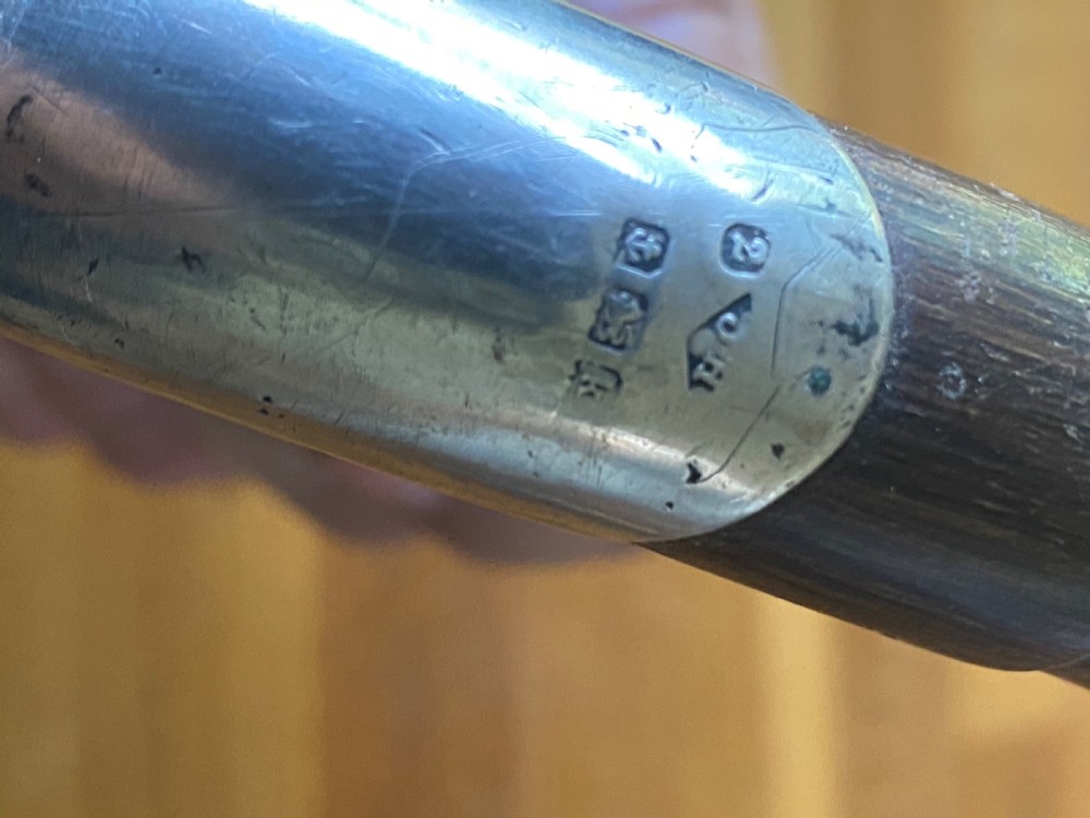 Silver topped palm wood walking stick  View IX