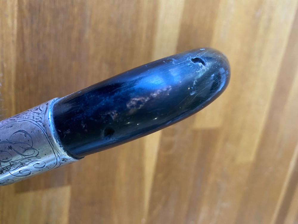 Walking stick horn handle hallmarked collar View VIII