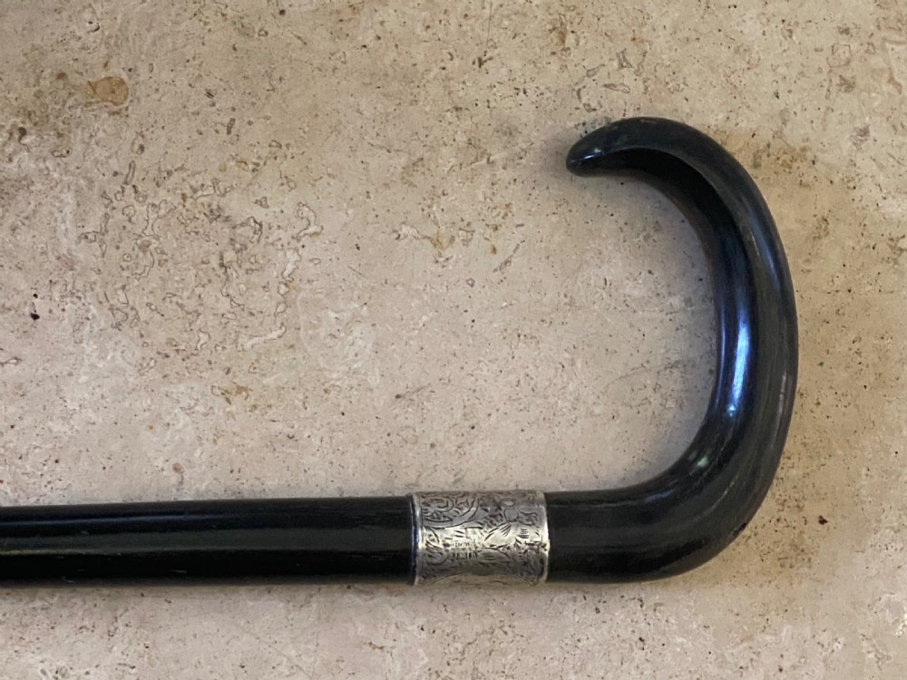 Walking stick horn handle hallmarked collar View IX