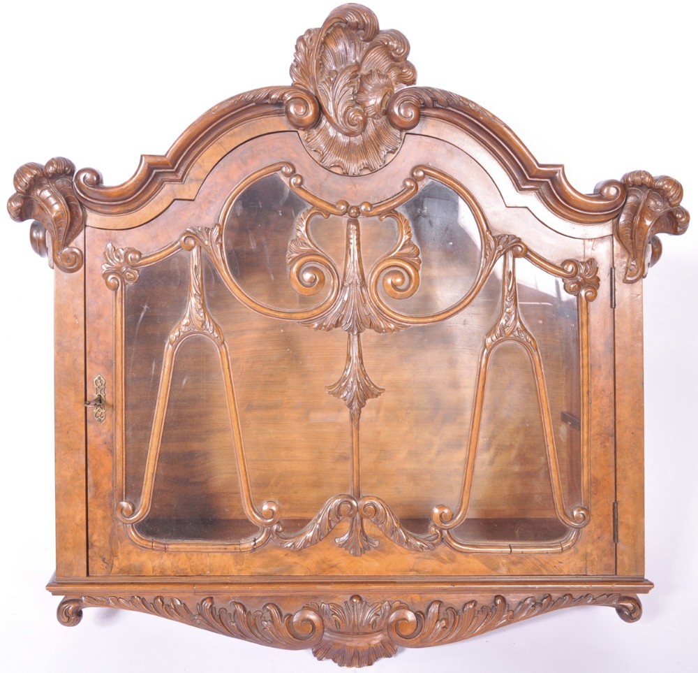 C19th Dutch carved wall cabinet 