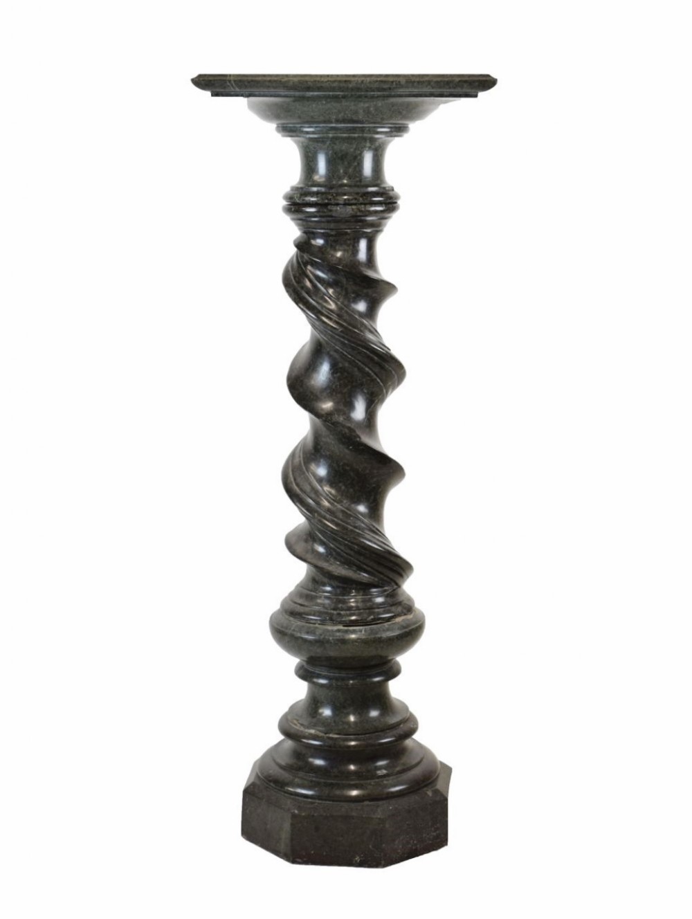 Large serpentine marble display column 
