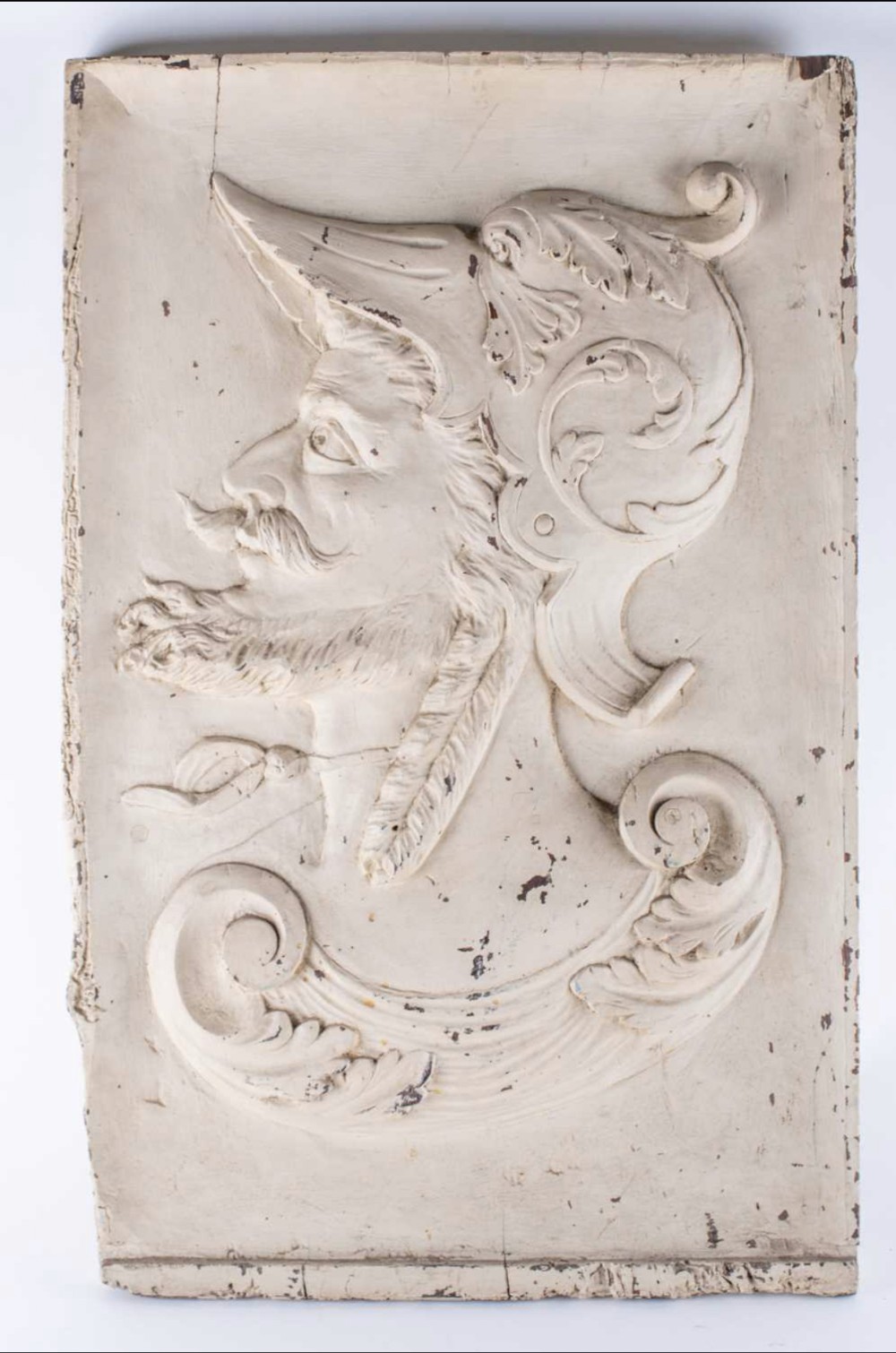 C18th large carved walnut painted wall decoration 