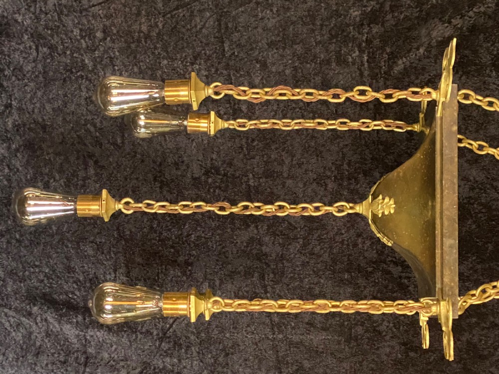 Pair of arts and crafts s style chandeliers C1900 View IV