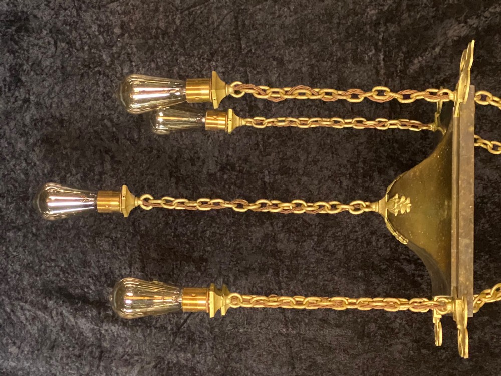 Pair of arts and crafts s style chandeliers C1900 View VI
