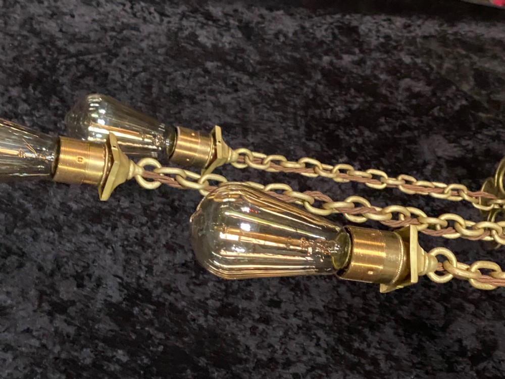 Pair of arts and crafts s style chandeliers C1900 View X