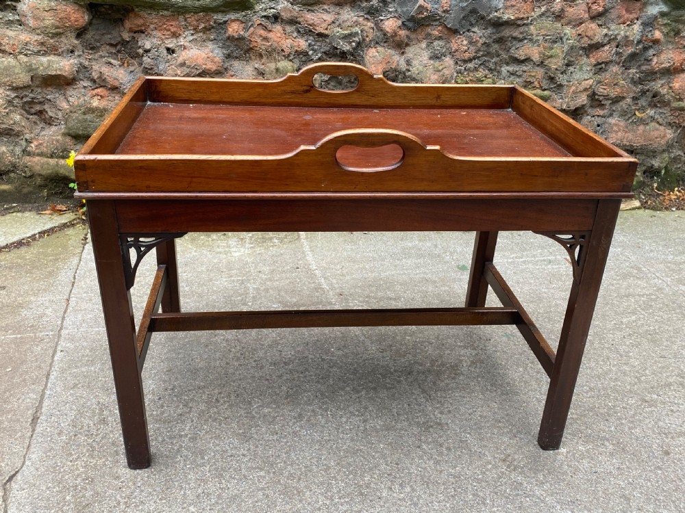 C19th butlers tray on table stand 