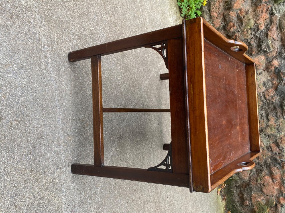 C19th butlers tray on table stand  View II