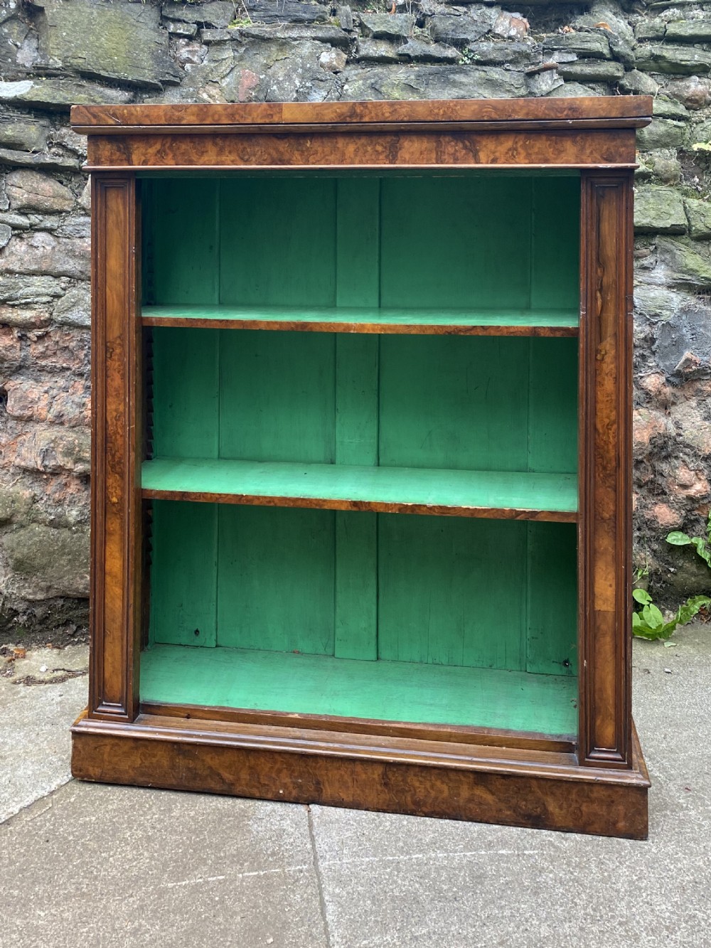 C19th burr walnut small bookcase  View III