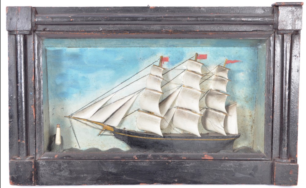 C19th sailors ship model diarama