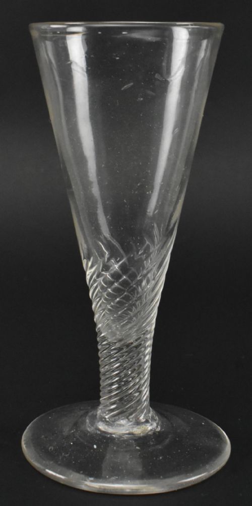 George III half wrythen ale glass 