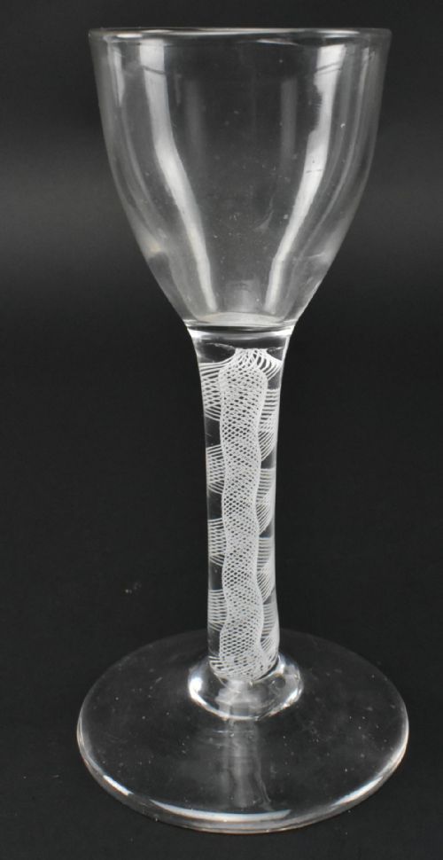George III double series opaque twist cordial glass 