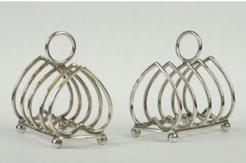 Pair of Silver Heart Toast Racks