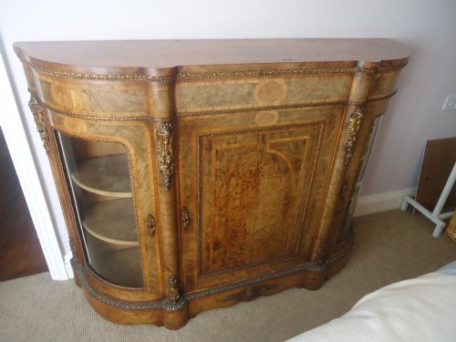 Victorian Walnut Marquetry Kingwood and Ormolu Mounted Credenza