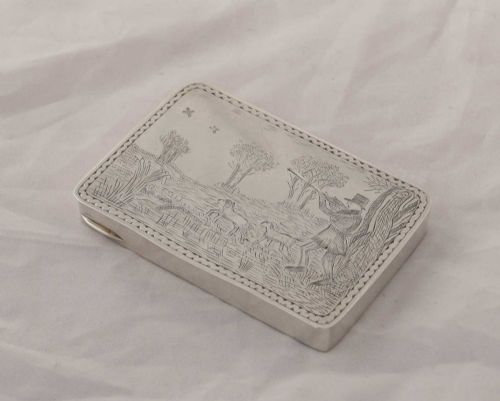 Oblong Silver Box Depicting Duck Shooting