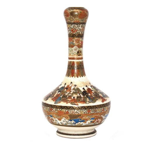 Japanese Satsuma Bottle Vase | Meiji Period