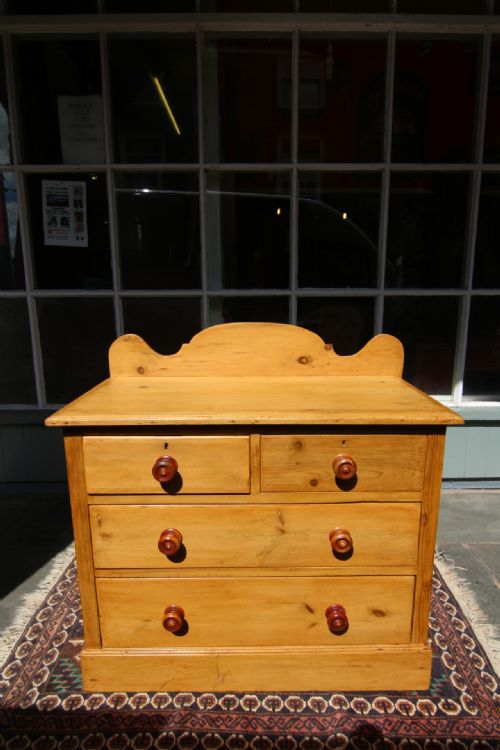 GOOD 19TH CENTURY 4 DRAWER PINE CHEST OF DRAWERS WITH GALLERY BACK - ADDITIONAL PHOTO 1