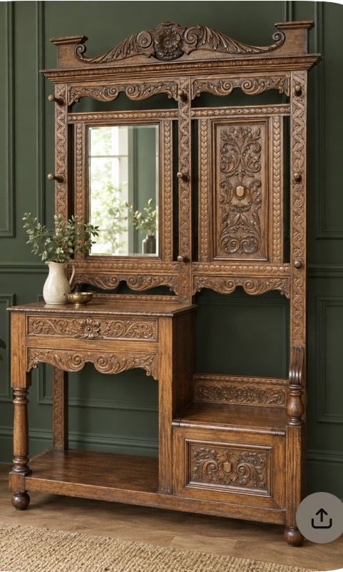 Outstanding Carved Oak Hall Stand