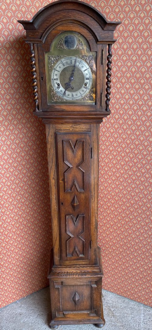 Jacobean Style Oak Grandmother Clock