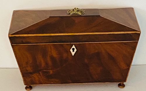 George III Mahogany and Satinwood Tea Caddy.