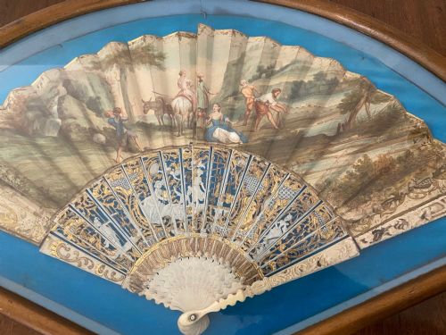 fig 1. Continental Hand Painted and Framed Fan. Late 18th Century.