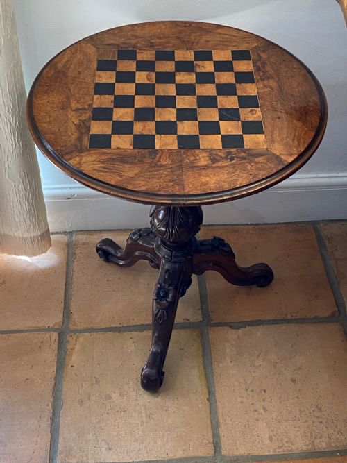 Occasional Table with Chess Boards Top. 19th Century