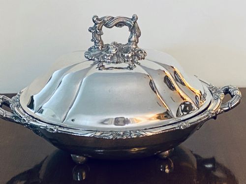 fig 1. Silver Plated Warming Dish. 19th Century