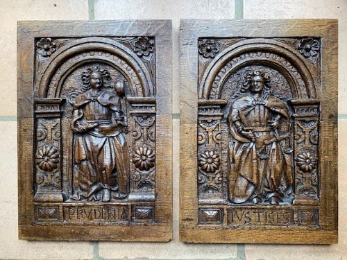 Pair of 18th Century Carved Oak Panels