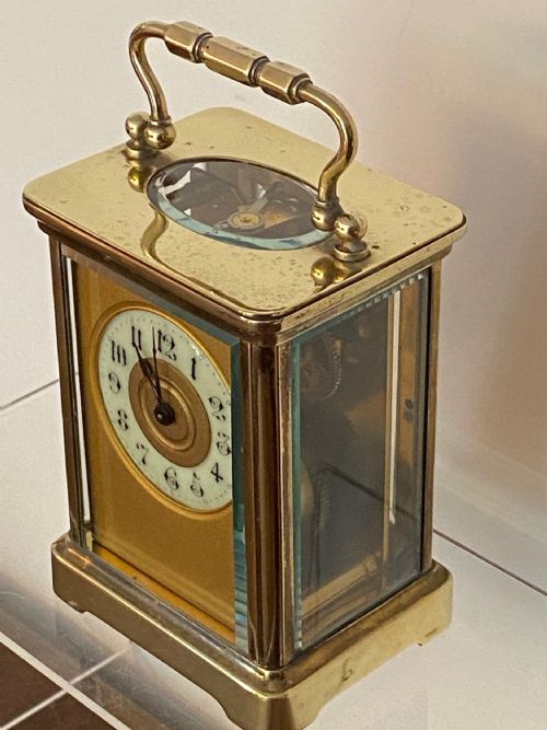 French Brass and Gilt Eight Day Carriage Clock Day