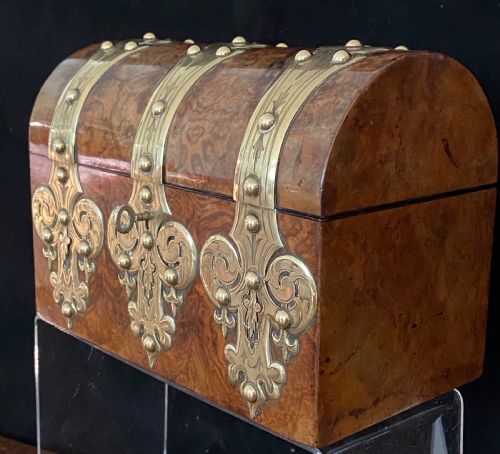 Burr Walnut and Brass Bound Correspondence Box