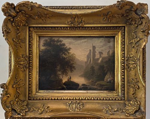 Oil on Board of Roslin Castle Circa 1850