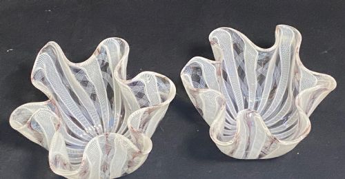 fig 1. Pair of Italian Murano Glass Handkerchief Vases