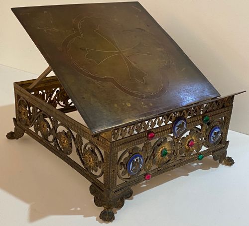 French Gilt Filigree Metal and Gemstone Church Lectern. 1884.