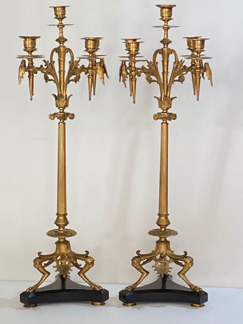 Pair of French Gilt Metal Candelabra
