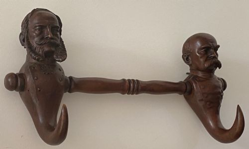 19th Century Kaiser Wilhelm and Otto Von Bismark Black Forest Coat Hook