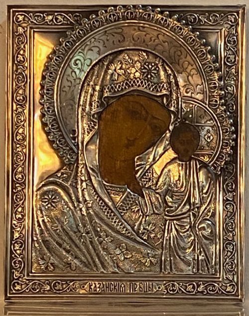 Russian Silver Icon Depicting the Mother-of-god of Kazan