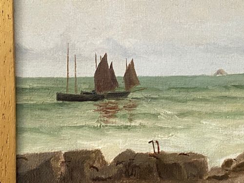 fig 3. Oil on Panel Signed by Harry Geoffroi (Cornish 1852-1896). Preparing Fish on the Quayside